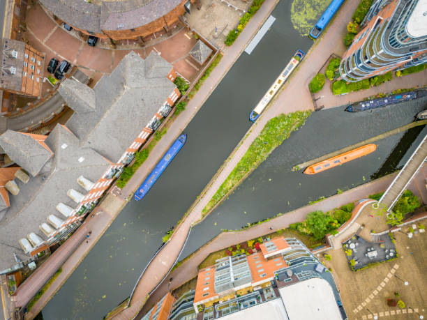 istock Aerial view over canal locks in central Birmingham 2163905440