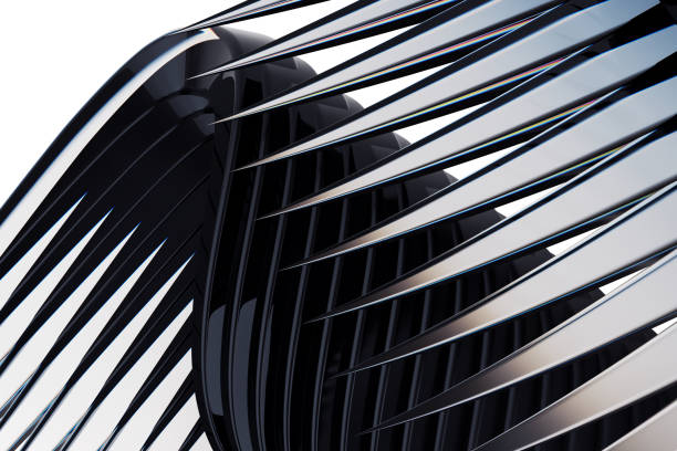 istock Futuristic feather wings made of volcanic glass obsidian on white background. 3d rendering illustration. 2163906372