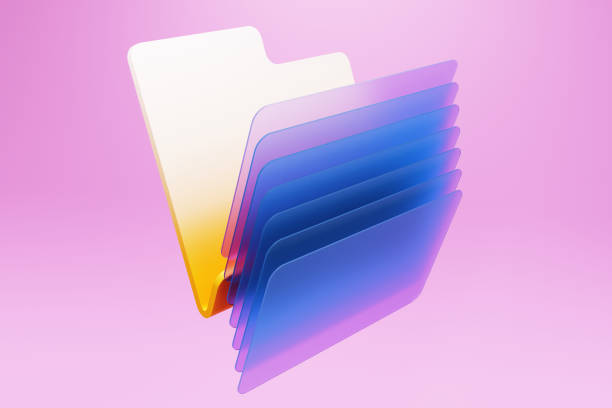 Folder hierarchy, document archiving concept. Efficient documentation structure, paperless information exchange. 3D illustration, rendering