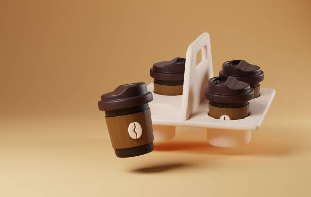 istock Coffee Harmony, of Cup Tray with Four Paper Cups for Aromatic Bliss.
3D render. 2163908420