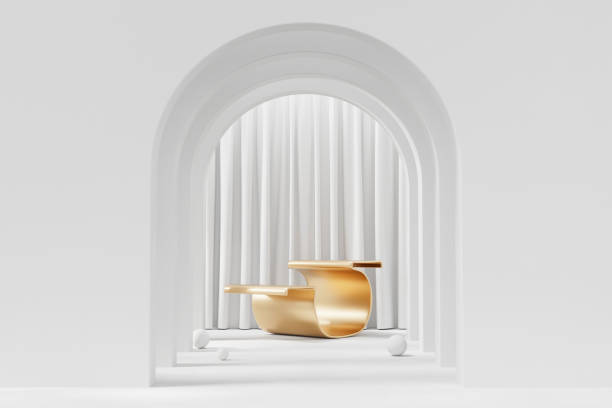 istock Abstract Gold Podium Platform For Product Display Showcase 3D Rendering 2163908506