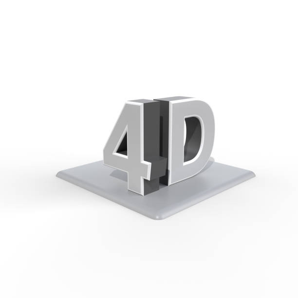 istock 4d logo on white background. 3d rendering gray platform on top of 4d logo concept 2163909461