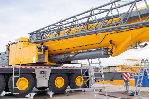 istock Hydraulic Systems in Mobile Cranes: Powerful Cylinders for Lifting the Jib Boom 2163910495