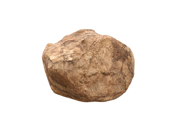istock Brown Rock Stone Podium isolated on white background 2163917390