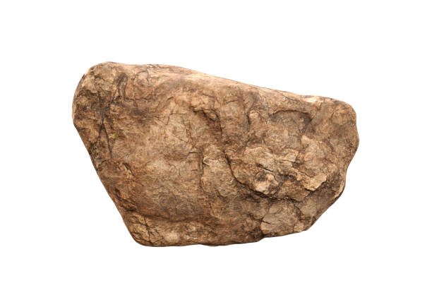 istock Brown Rock Stone Podium isolated on white background 2163917391