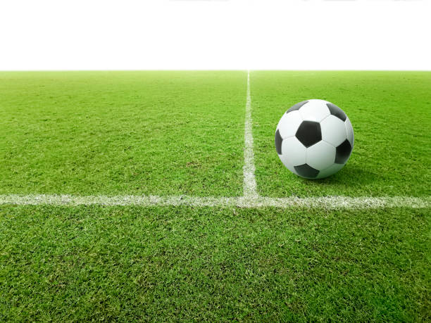 istock Soccer ball on green grass field 2163917466