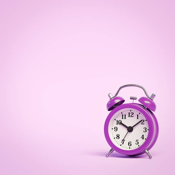 istock Purple Alarm Clock on Purple Background with Copy Space 2163927138