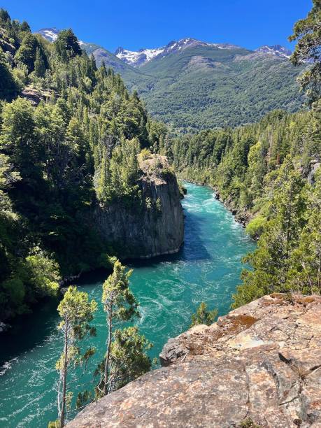 River in wilderness area, Patagonia River in wilderness area, Futaleufu, Carretera Austral, Patagonia carretera austral chile stock pictures, royalty-free photos & images