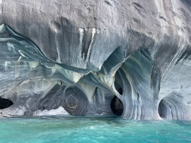 Caves on a glacial lake, Catedral de Marmol, Carretera Austral, Patagonia