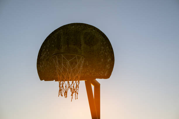 Low angle view of hoop during dusk