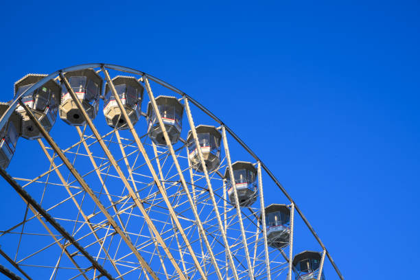 Ferris wheel with blue sky background in Stratford Upon Avon