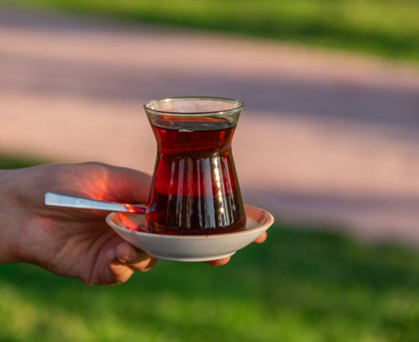 istock Traditional Turkish black tea in a slim tea glass 2163959184