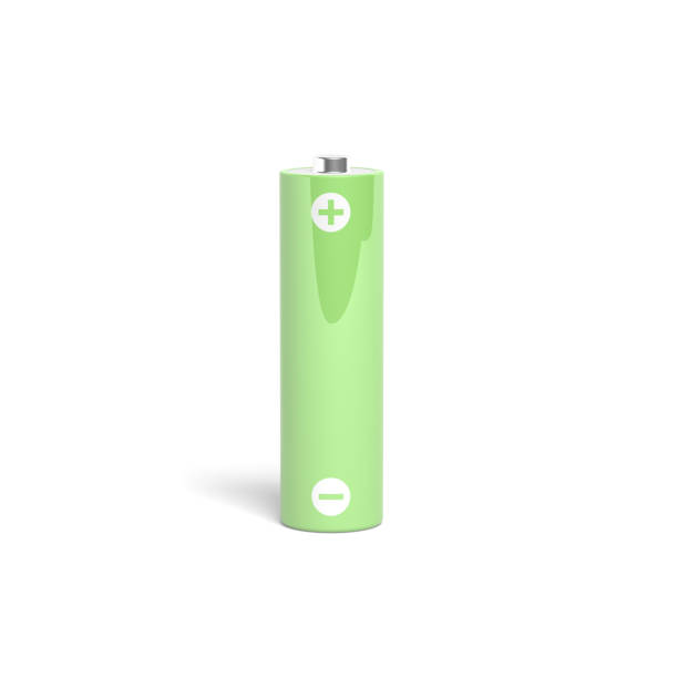 istock AA battery isolated on white background. Green color. 2163964186