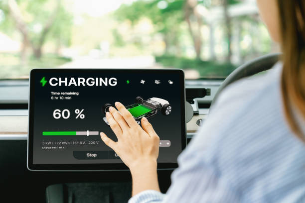 istock Young woman inside the vehicle, checking EV vehicle's application. Exalt 2163965725