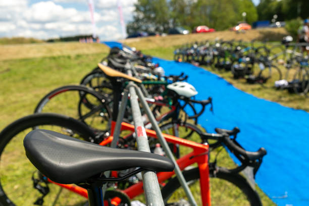 istock Bicycles in cycling or triathlon competitions. 2163978017