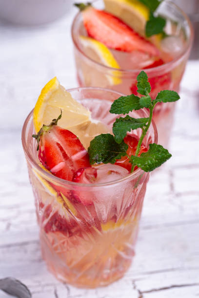istock Summer strawberry lemonade with lemon 2163983877