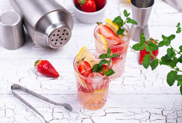 istock Summer strawberry lemonade with lemon 2163983881