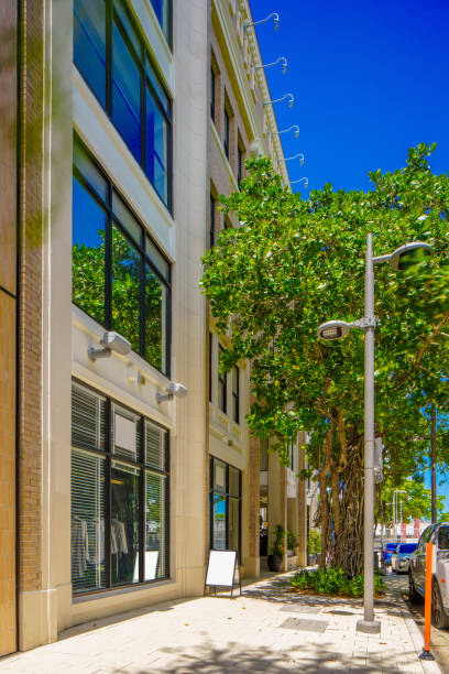 istock Vertical stock image Miami Design District. Long exposure and all logos removed 2163985630