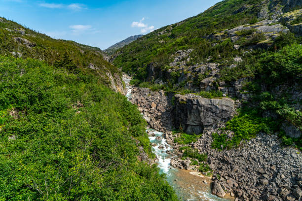 istock White Pass Summit excursion tour train in the mountains, Alaska, USA. 2163995278