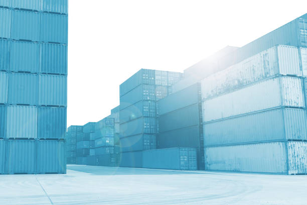 Containers Cargo Shipping. Handling of Logistic Transportation Industry. Cargo Container ships, Freight Trucks Import-Export. Distribution Warehouse. Shipping Logistics Transport.