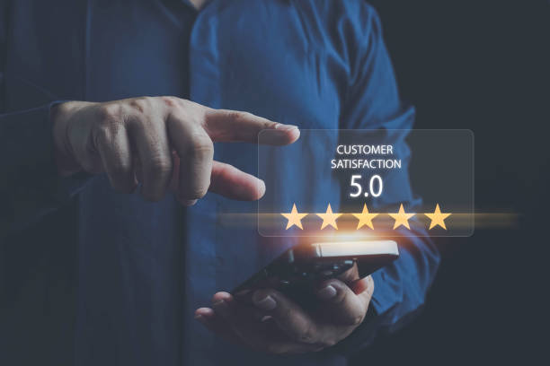 istock Customer Satisfaction Survey concept, 5-star satisfaction, service experience rating online application, customer evaluation product service quality, satisfaction feedback review, good quality most. 2164007604