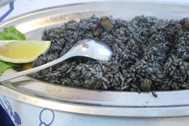 Squid ink risotto at a restaurant in Dubrovnik, Croatia