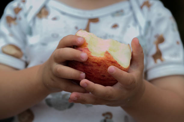 istock Toddler holding an apple (close-up) 2164011482