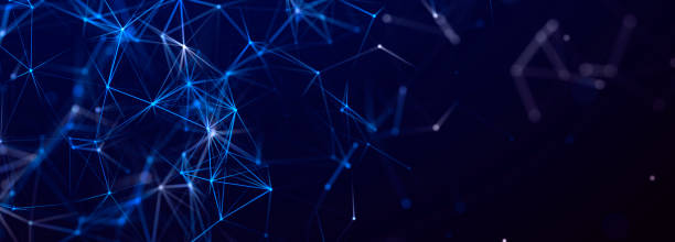 Abstract illustration with connected dots and lines. Digital network background. The concept of science, technology. 3D