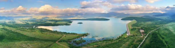 Big lake in mountain valley.
