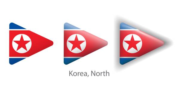 istock Korea, North flag vector icons set in the shape of rounded triangle 2164014308