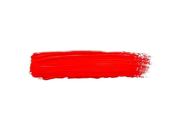 Red acrylic paint hand drawn element isolated on white background