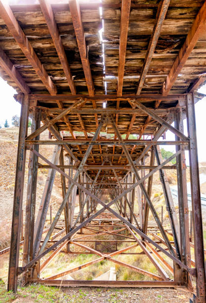 istock metal and wooden mining railway bridge 2164029391