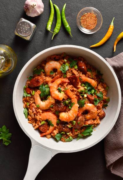 istock Creole jambalaya, top view 2164031509