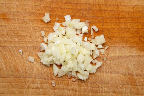 istock Onion cuts isolated, chopped white onion, vegetable small cubes 2164032623