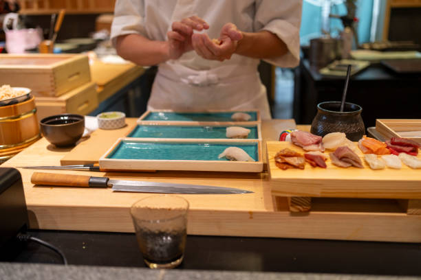 istock Chef is making Japanese Omakase in the restaurant 2164034108