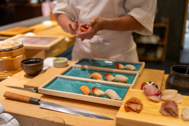 istock Chef is making Japanese Omakase in the restaurant 2164034205