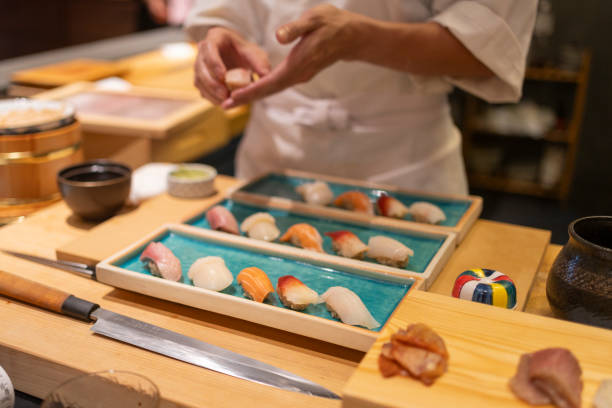 istock Chef is making Japanese Omakase in the restaurant 2164034265
