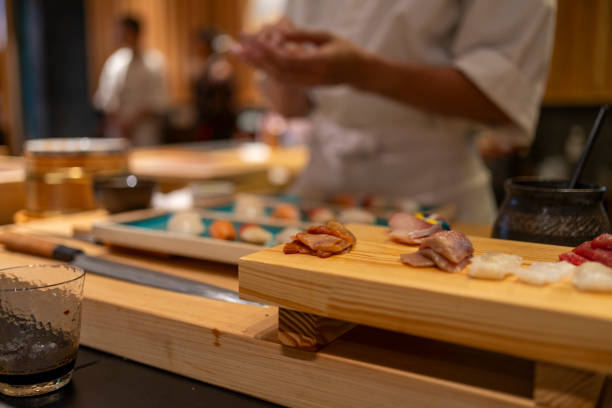 istock Chef is making Japanese Omakase in the restaurant 2164034297