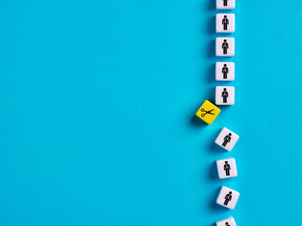 Company downsizing, staff reduction and layoffs. Company downsizing, staff reduction and layoffs. Employee dismissal, firing and unemployment. Business concept. fired employee stock pictures, royalty-free photos & images