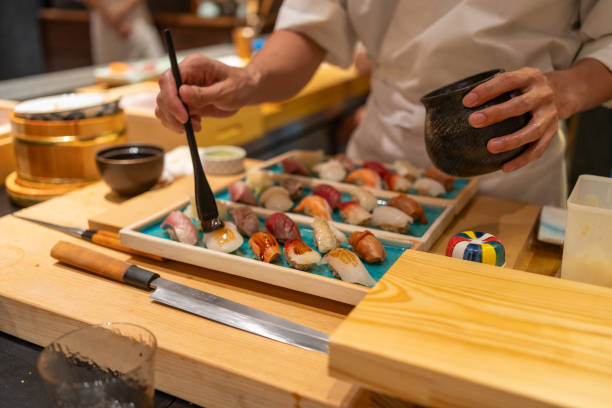 istock Chef is making Japanese Omakase in the restaurant 2164035808