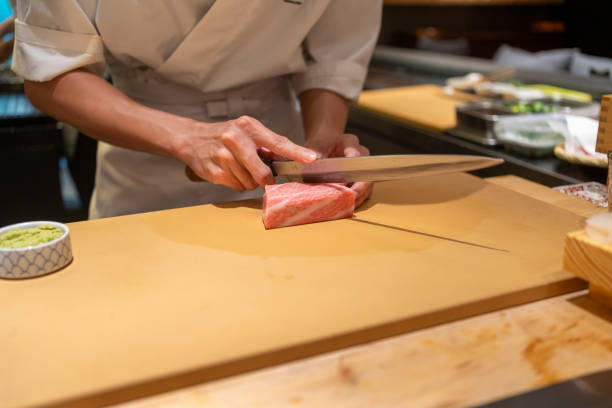 istock Chef is making Japanese Omakase in the restaurant 2164036332