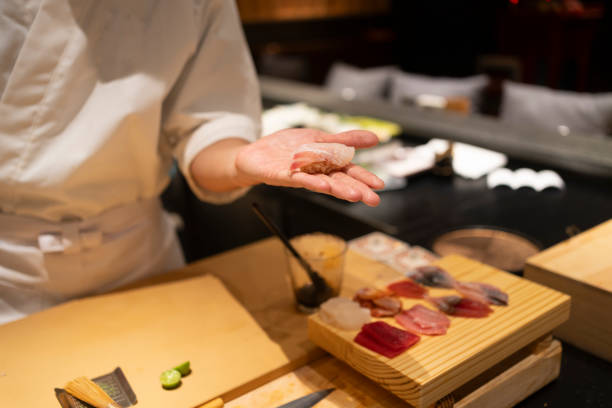 istock Chef is making Japanese Omakase in the restaurant 2164036734