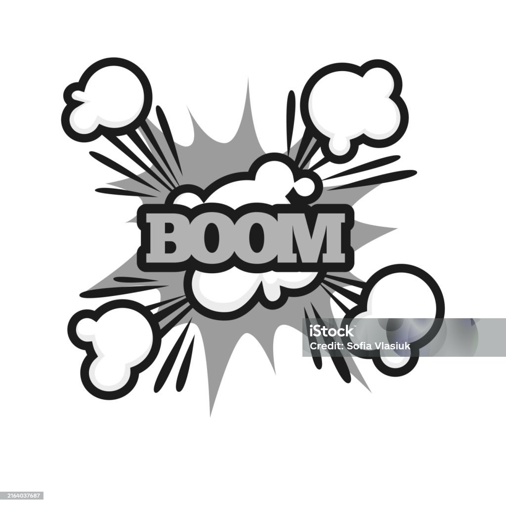 Lettering Boom Boom Lettering Logo Colorless Flat Vector Poster On White Stock ...