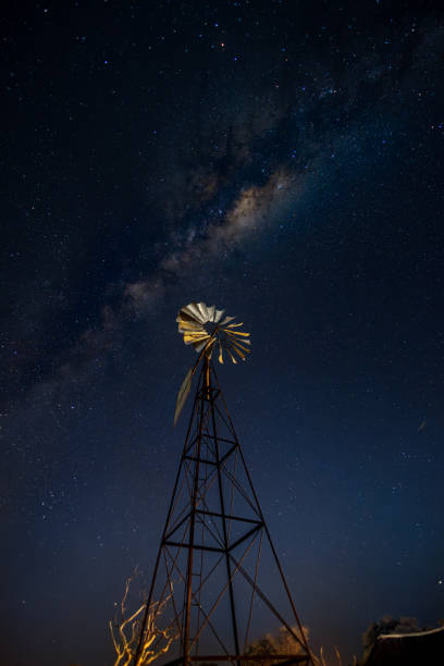 istock Milkyway over a vintage windmill in the desert 2164038461