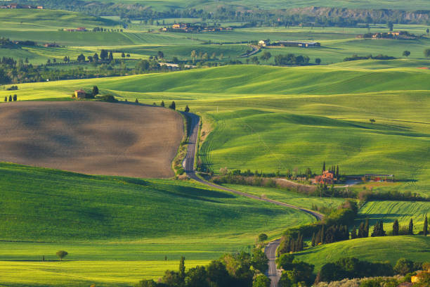 istock Landscape in Tuscany with fields and a winding road 2164041481