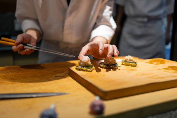 istock Chef is making Japanese Omakase in the restaurant 2164041944