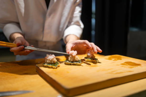 istock Chef is making Japanese Omakase in the restaurant 2164041945