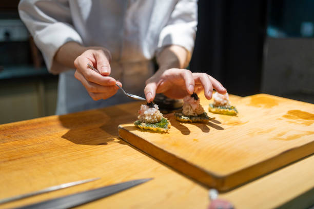 istock Chef is making Japanese Omakase in the restaurant 2164041953
