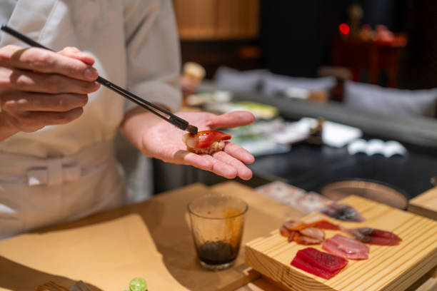 istock Chef is making Japanese Omakase in the restaurant 2164047586
