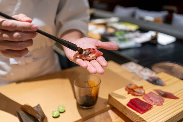 istock Chef is making Japanese Omakase in the restaurant 2164047976